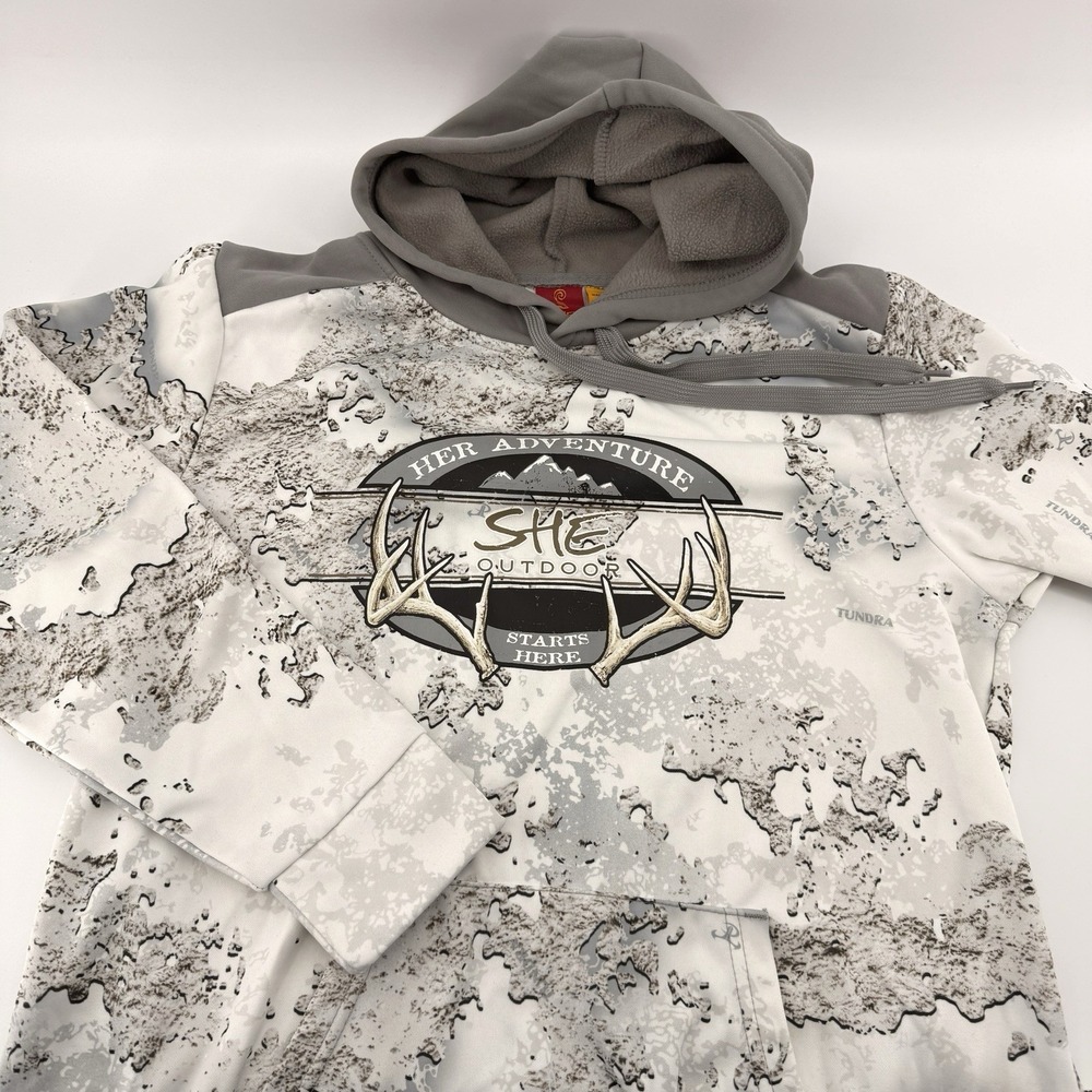 She Outdoor Camo Pullover Hoodie Women's Small Her Adventure Starts Here